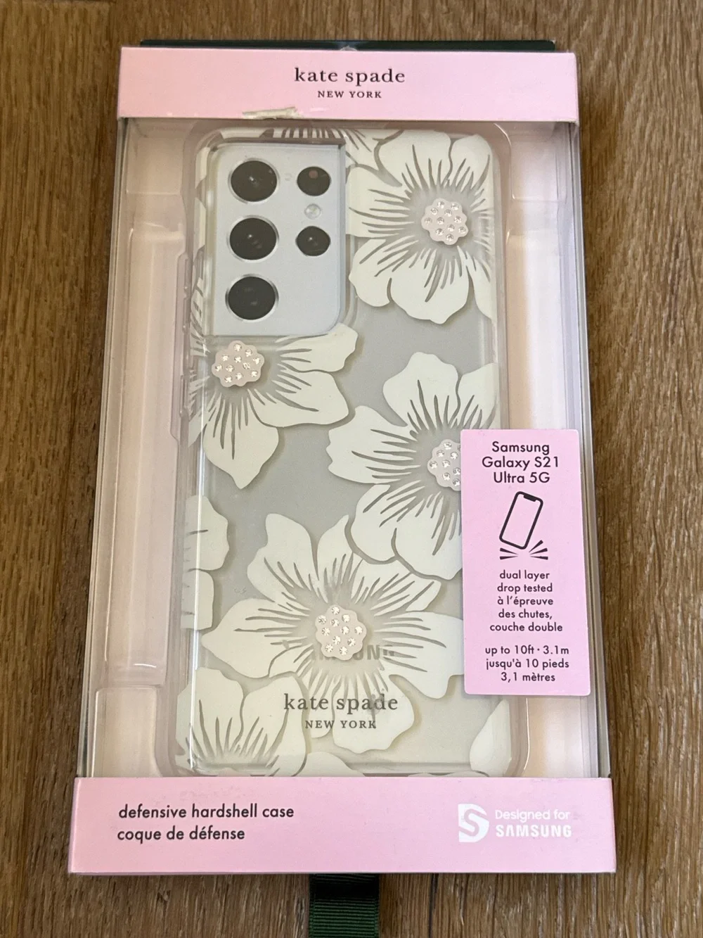 New Kate Spade New York Hardshell Case Samsung Galaxy S21 Ultra White Flower